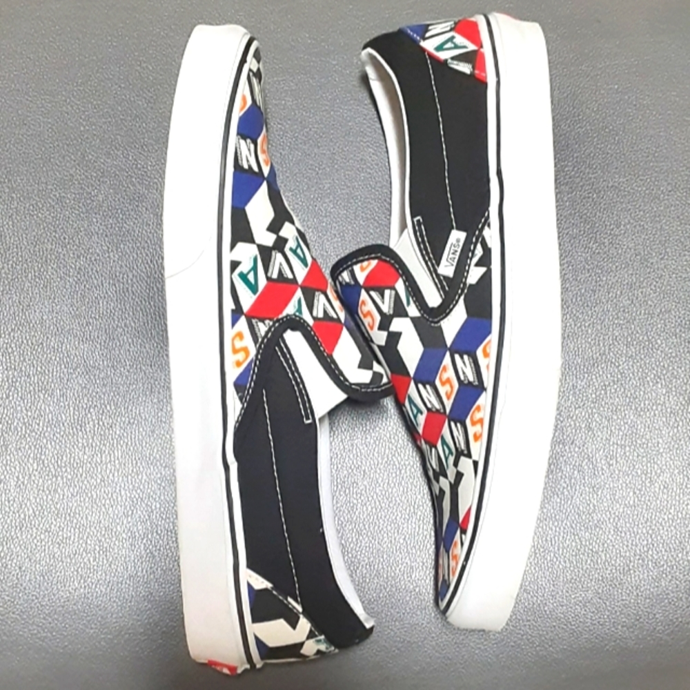 Vans Men's Slip on Multi Color Checkered Shoes (Size 11.5) - Picture 6 of 15